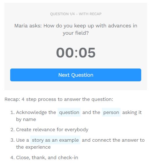 Answering questions exercise