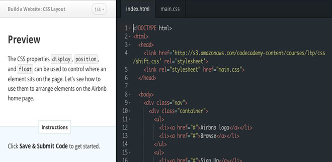 Codecademy lets you learn through practice