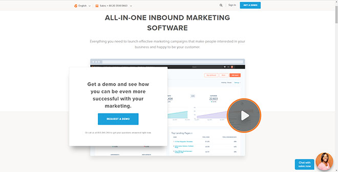 HubSpot sales page example