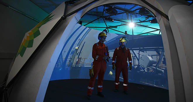 Chemical engineers training inside an Igloo Vision dome.