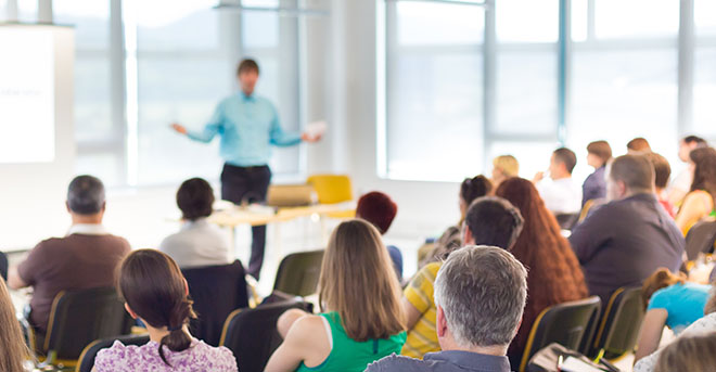 Giving an impromptu talk to a group of people