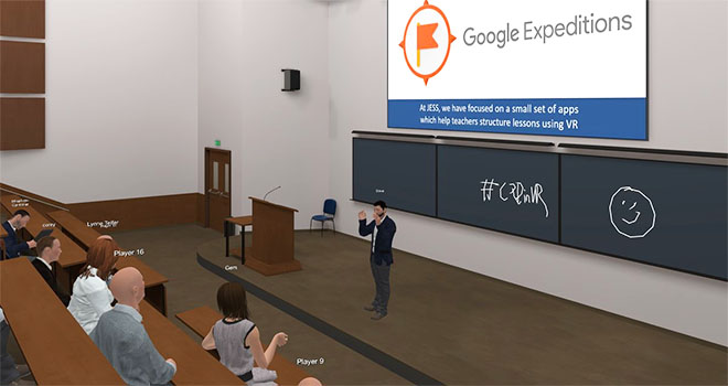 VR classroom lecture in the Engage VR application