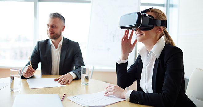 VR used in a presentation at a meeting